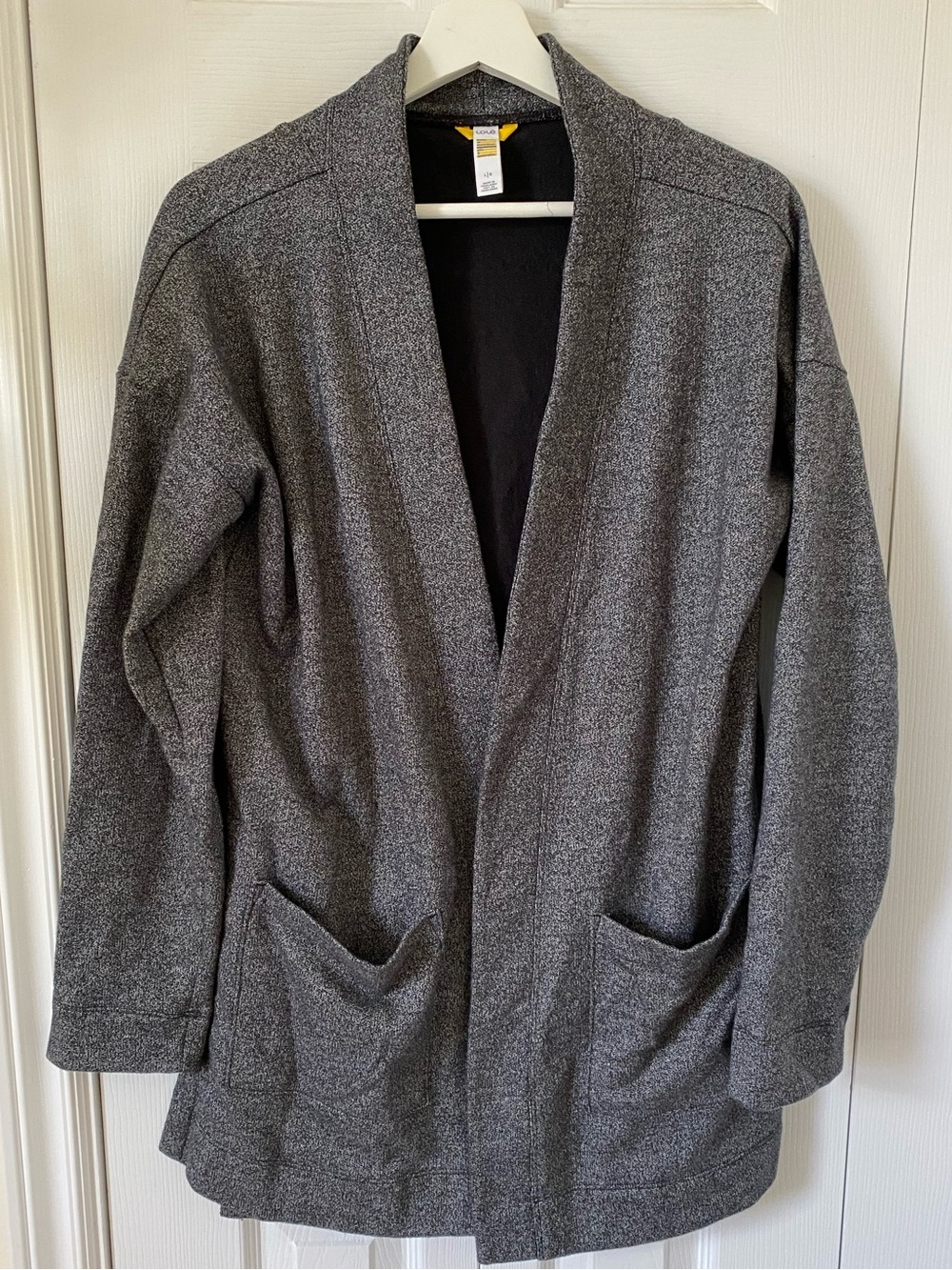 Lole Long Open-Front Wrap Cardigan Jacket in Mixed Charcoal Grey Size Large nwot